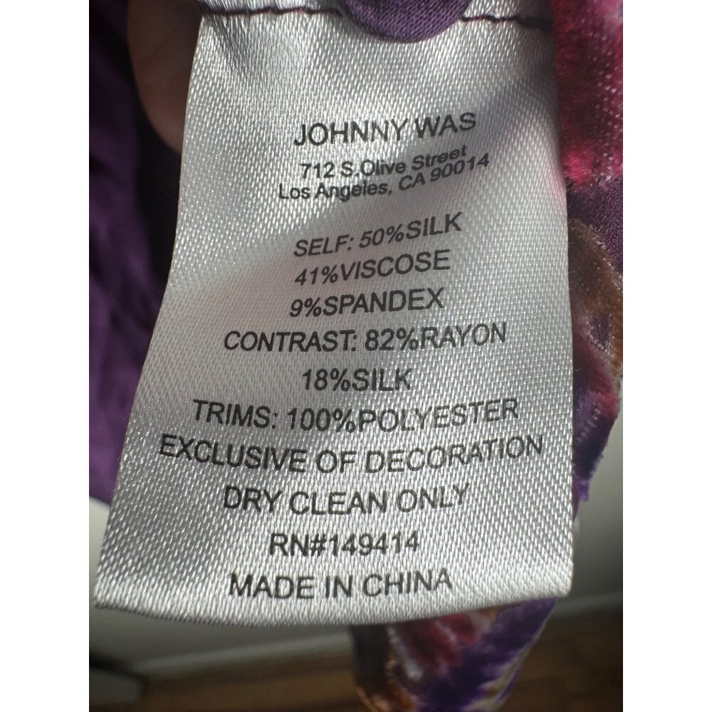 NWT Johnny Was The Slim Audrey Embroidered Floral Burnout Shirt Size S Purple - Picture 11 of 11